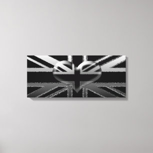 Union Jack Modern Black and Silver Canvas Print