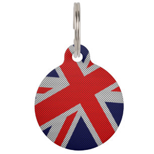 Union Jack on Carbon Fibre Style Colours Pet Tag