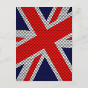 Union Jack on Carbon Fibre Style Print Postcard
