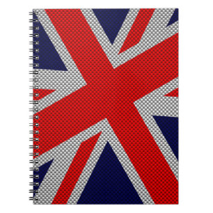 Union Jack on Carbon Fibre Style Print Spiral Notebook