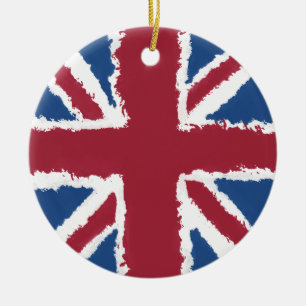 Union Jack Painted Artwork by Heva Weva  Ceramic Tree Decoration
