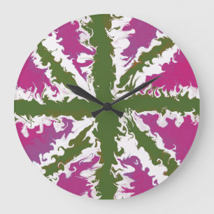 Union Jack Painted UK Art Pink and Green Decor Large Clock