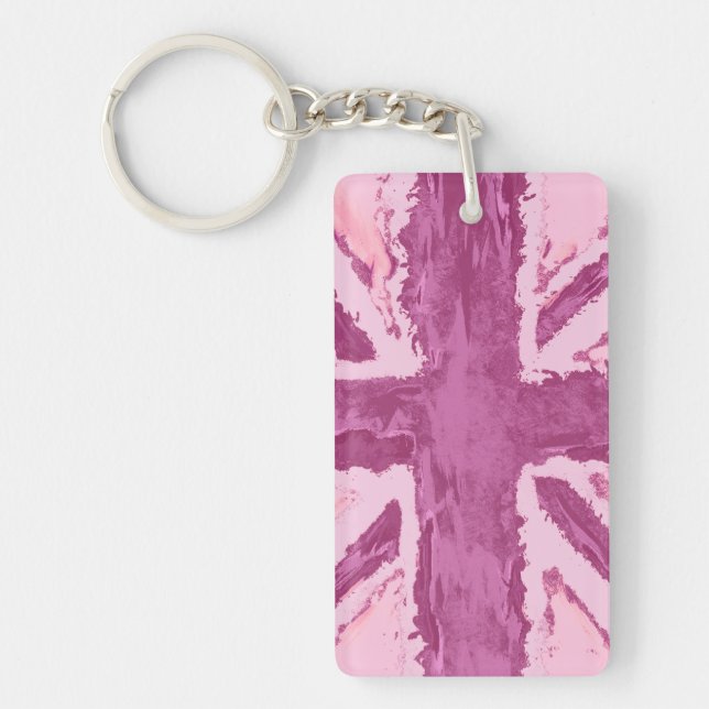 Union Jack Painted UK Art Plum Key Ring (Front)