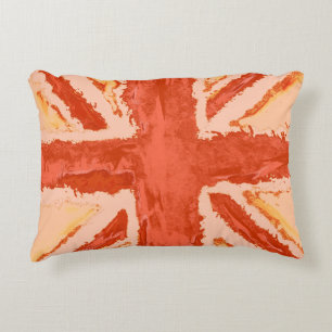 Union Jack Painted UK Art Tangerine by Heva Weva Decorative Cushion