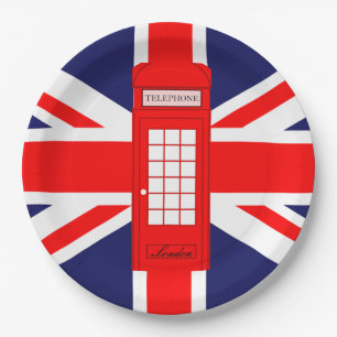 Union Jack Paper Plates with Phone Box