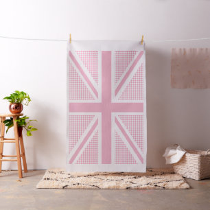 Union Jack Pink Gingham Pattern Fabric