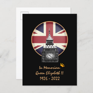 Union Jack, Queen Elezabeth II / In Memoriam Postcard