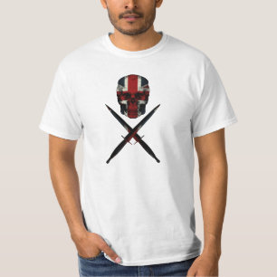 union jack skull and crossed commando dagger T-Shirt