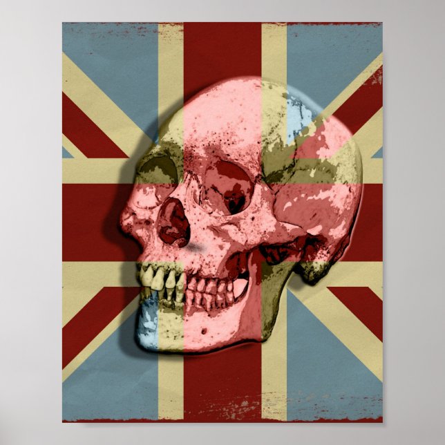 Union Jack Smiling Skull  Modern Wall Art Poster (Front)