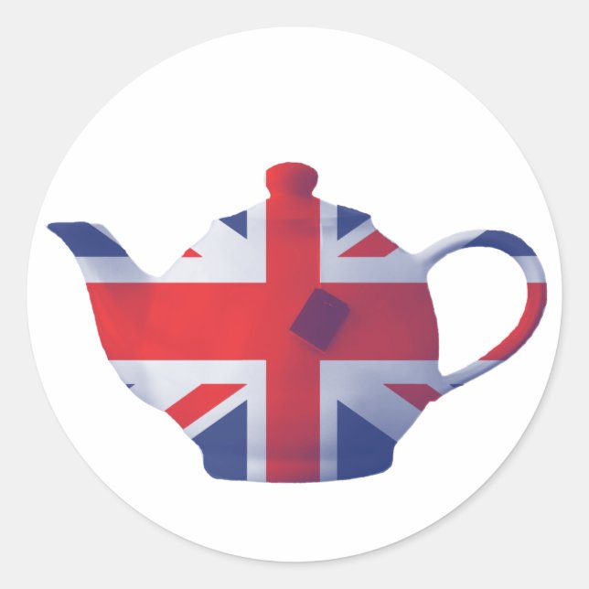Union Jack Teapot Classic Round Sticker (Front)