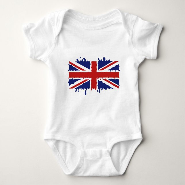 Union Jack U.K. Flag - Dripping Baby Bodysuit (Front)