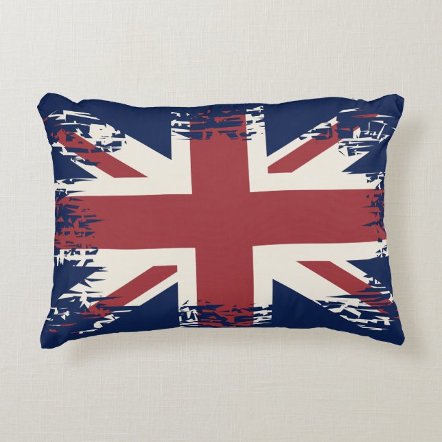 Union Jack (UK flag), grunge style Decorative Cushion (Front)