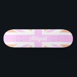 Union Jack / UK Flag in Gilry Pink & Orange Skateboard<br><div class="desc">NewParkLane - Cute skateboard,  featuring the British Flag - the Union Jack - in girly pink and orange. Add your name or other text for a personalised  design.

Check out this collection for matching items.</div>