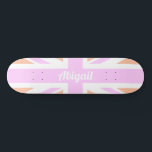 Union Jack / UK Flag in Gilry Pink & Orange Skateboard<br><div class="desc">NewParkLane - Cute skateboard,  featuring the British Flag - the Union Jack - in girly pink and orange. Add your name or other text for a personalised  design.

Check out this collection for matching items.</div>