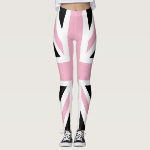 Union Jack UK Flag Pink and Black Leggings