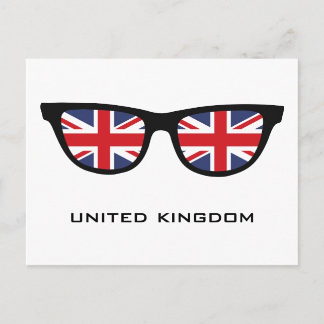 Union Jack UK Shades custom text & colour postcard (Front)