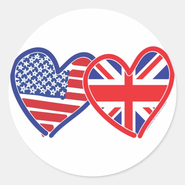 Union Jack/USA Classic Round Sticker (Front)