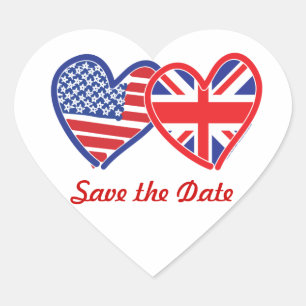 Union Jack/USA Heart Sticker