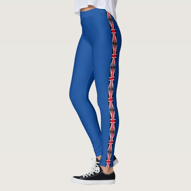 Union Jack Vertical Leggings - UK Flag Red Blue (Left)