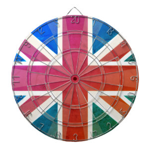 Union Jack Vintage Aged Colour Effect UK Flag Dartboard