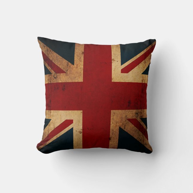 Union Jack (vintage distressed, double sided) Cushion (Front)
