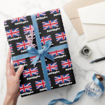 Union Jack Wrapping Paper, British Flag, UK Black Paper<br><div class="desc">Wrapping Paper: British Flag gifts wrapping & United Kingdom "Union Jack" flag - love my country,  patriots / sports fans</div>