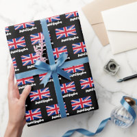 Union Jack Wrapping Paper, British Flag, UK Black