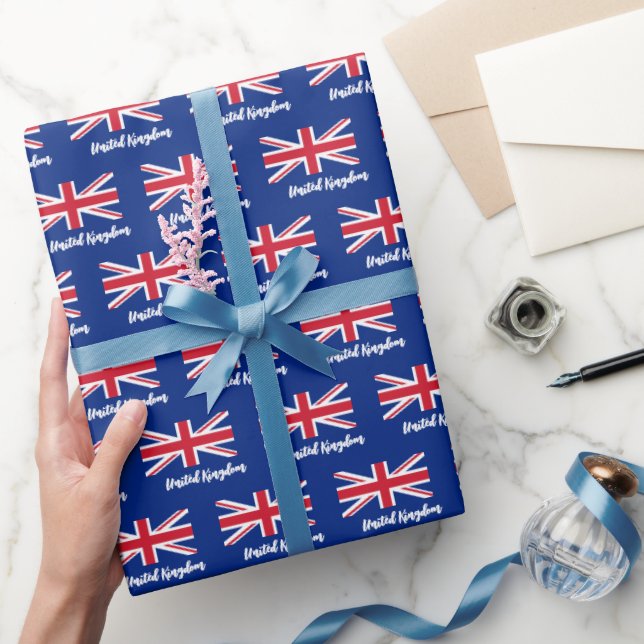 Union Jack Wrapping Paper, British Flag, UK Blue Paper (Gifting)