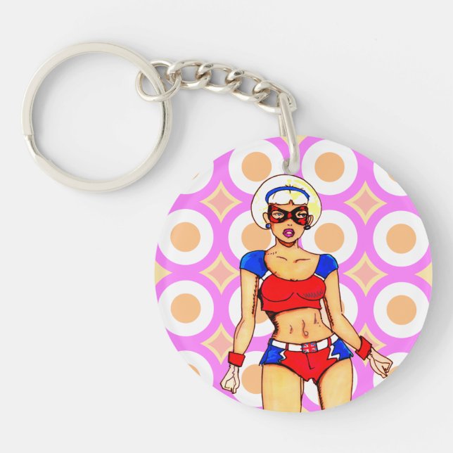 UNION JACKIE - The Mystery Girls Super Heroine Key Ring (Front)