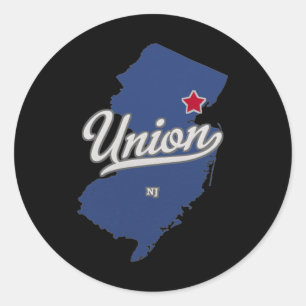 Union New Jersey Nj Map  Classic Round Sticker
