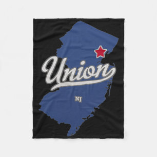 Union New Jersey Nj Map  Fleece Blanket