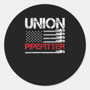 Union Pipefitter Union Strong USA American Flag St Classic Round Sticker