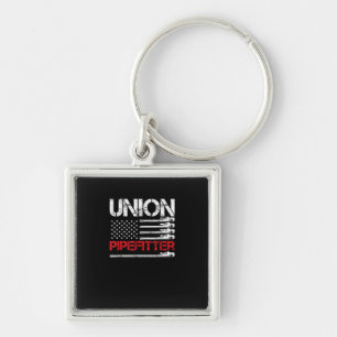 Union Pipefitter Union Strong USA American Flag St Key Ring