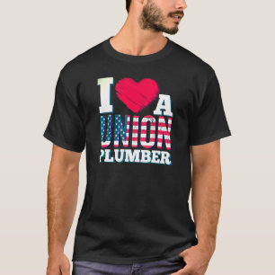 Union Plumber Member Patriotic American Flag T-Shirt