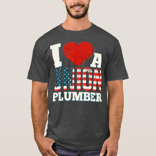 Union Plumber Member Patriotic American Flag T-Shirt