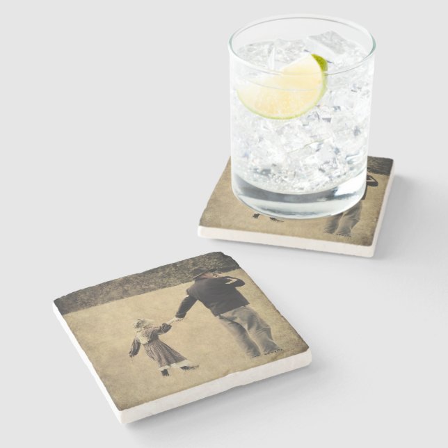 Union Soldier and Daughter Stone Coaster (Side)