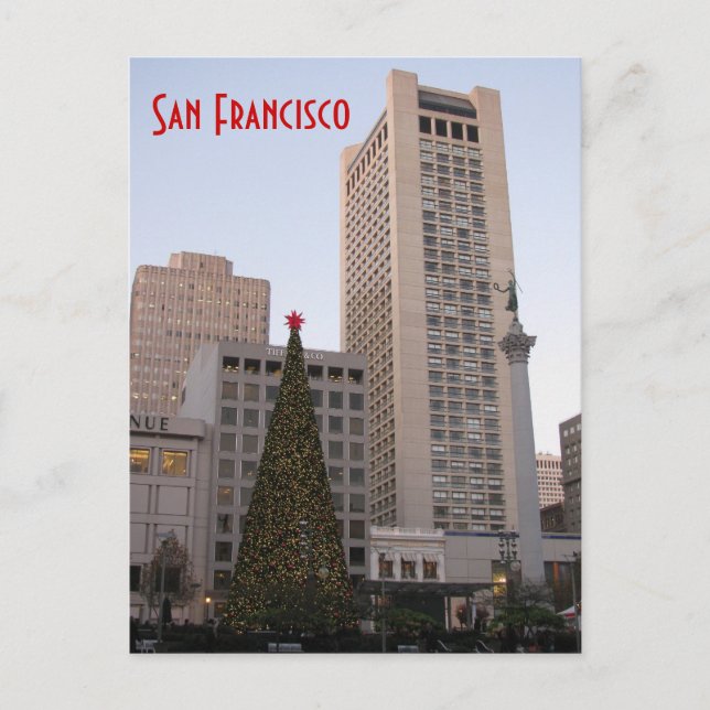 Union Square Christmas- San Francisco Holiday Postcard (Front)