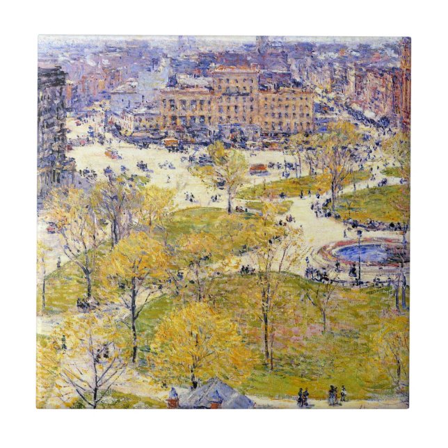 Union Square in Spring by Frederick Childe Hassam Tile (Front)