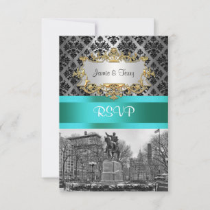 Union Square NYC Black Damask 212 RSVP 1 Card