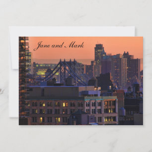 Union Square view of Manhattan Bridge, Pink Sky #1 Invitation