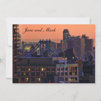 Union Square view of Manhattan Bridge, Pink Sky #1 Invitation