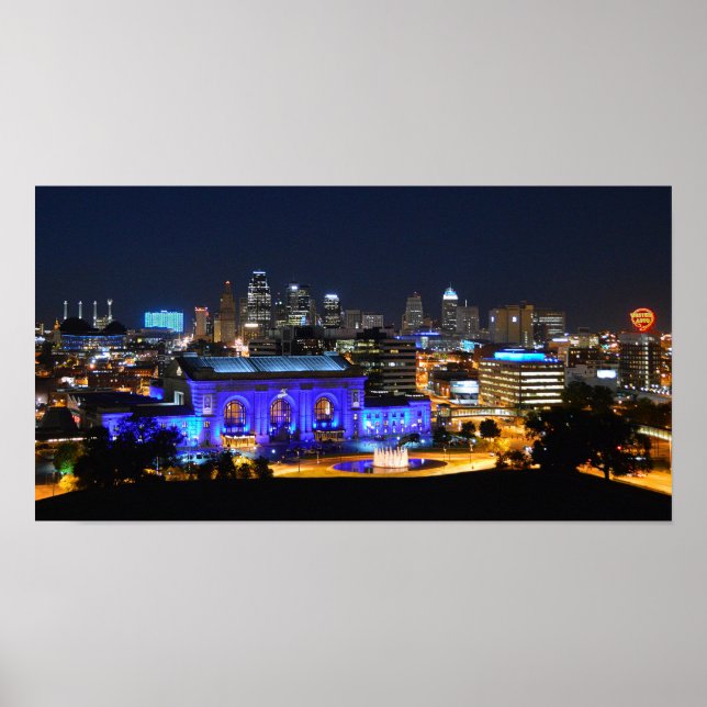 Union Station in Blue, Kansas City (19x10) Poster (Front)