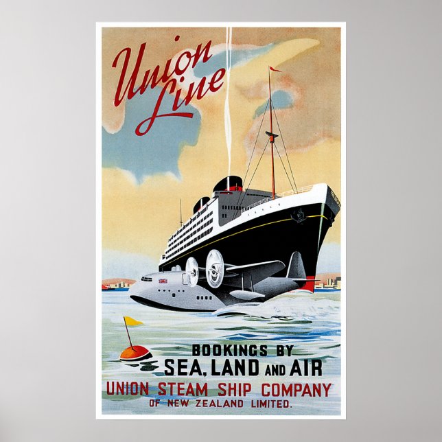 Union Steam Ship Line Vintage Advertisement Poster (Front)