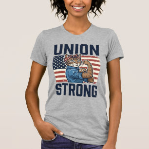 Union Strong Cat Worker Patriotic Vintage Shirt De