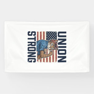 Union Strong Cat Worker Patriotic Vintage Shirt De Banner