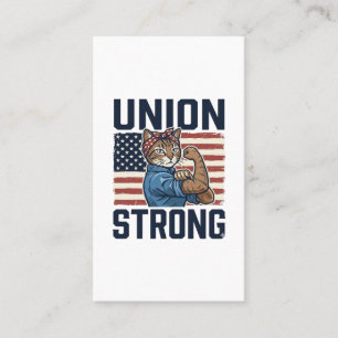 Union Strong Cat Worker Patriotic Vintage Shirt De Business Card