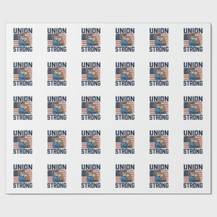 Union Strong Cat Worker Patriotic Vintage Shirt De Wrapping Paper