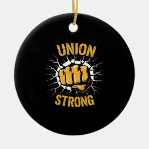 Union Strong Fist Proud Labour Day Essential Ceramic Tree Decoration