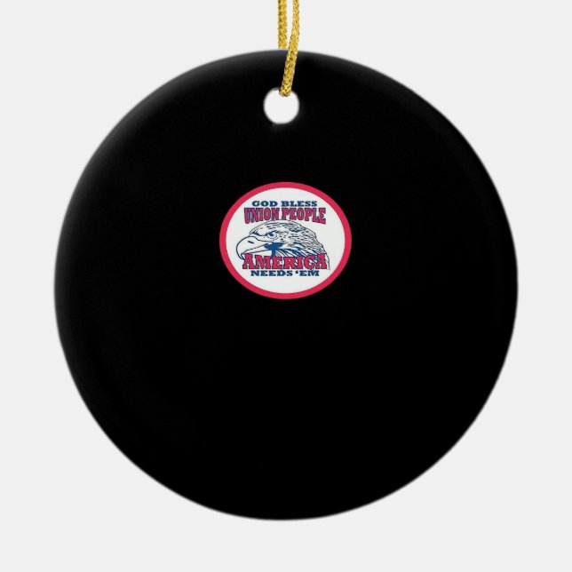 Union Strong Funny Meme Classic Ceramic Tree Decoration (Front)