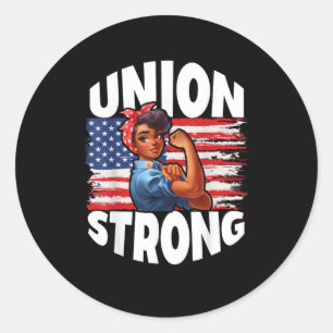 Union Strong Happy Labour Day American Flag Decor Classic Round Sticker